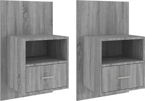 vidaXL Noptiere de perete, 2 buc., gri sonoma