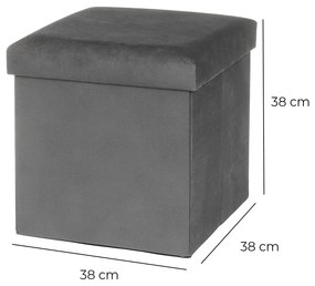 Taburet gri închis cu tapițerie din catifea Estela – Casa Selección