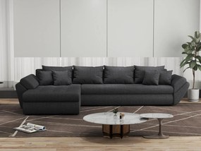 Colțar extensibil dumonde cu ladă de depozitare si sezut confortabil din spuma high-density, Loana XL Enjoy Grafit 335x185 cm