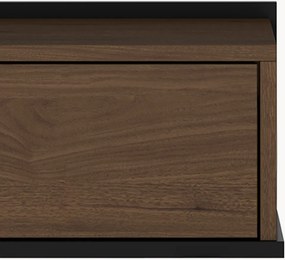 Noptieră suspendată Zenar cu sertar 50 cm - nuc elegant / negru