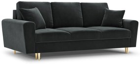 Canapea  extensibila 3 locuri Moghan cu tapiterie din catifea, picioare din metal auriu, bej - Copie