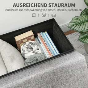 HOMCOM Bancă Pliabilă cu Spătar și Compartiment de 77L, Acoperire din Țesătură, 76x50x73 cm, Gri | Aosom Romania