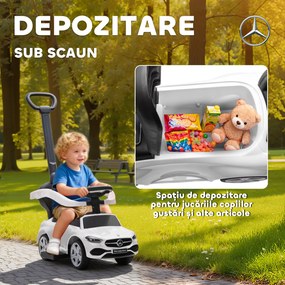 AIYAPLAY Mașină de Călărit pentru Copii 1-3 Ani Convertibilă în Cărucior cu Licență Mercedes, 91x40x83 cm, Alb | Aosom Romania