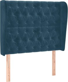 vidaXL Tăblie pat cu urechi albastru închis 103x23x118/128cm catifea