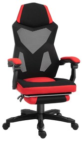 Vinsetto Scaun de Birou Ergonomic și Reclinabil cu Suport pentru Picioare Negru și Roșu | Aosom Romania