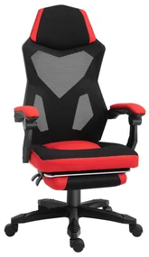 Vinsetto Scaun de Birou Ergonomic și Reclinabil cu Suport pentru Picioare Negru și Roșu | Aosom Romania