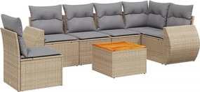 vidaXL Set canapele de grădină, 7 piese, cu perne, bej, poliratan