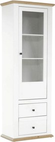 Vitrina LEON MZ4, alb/stejar deschis, PAL laminat, 70x40x200 cm