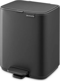 Cos de gunoi Brabantia Bo Pedal 1010132, 7 l, Inchidere lenta, Baza cauciucata, Finisaj mineral, Gri inchis