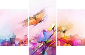 Tablou - Fluture asupra florilor, abstracție (90x60 cm)