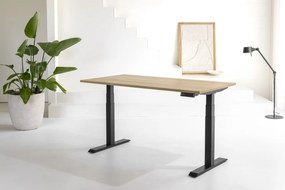 Birou reglabil pe inaltime TerrA8 PRO BLACK- 2 motoare, profil patrat, culoare Negru (Dimensiune blat: 137x67 cm, Culoare blat: Alb 25mm)