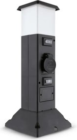 Brilagi - Lampă de exterior cu 2 prize SCHUKO, soclu 1xE14/15W/230V, IP44, neagră