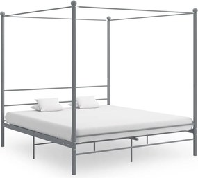 vidaXL Cadru de pat cu baldachin, gri, 200x200 cm, metal