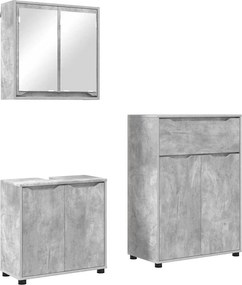 vidaXL Set de mobilier pentru baie 3 pcs Gri din beton Lemn compozit