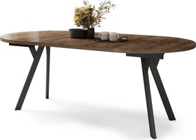 Mazzoni ALMO Nuc Elegant/picioare negre - MASĂ ROTUNDĂ EXTENSIBILĂ CU PICIOARE ÎN FORMĂ DE Y STIL LOFT PENTRU SALON/SUFRAGERIE