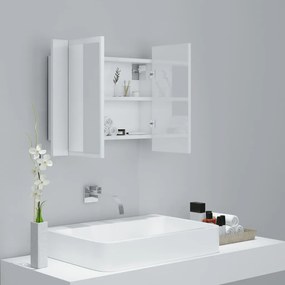 Dulap de baie cu oglinda LED, alb extralucios, 60x12x45 cm Alb foarte lucios