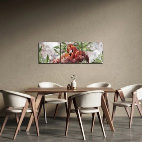 Tablou - Flamingo (cu ceas) (90x30 cm)