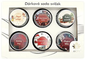 Set de lumânări aromate cu felicitare 28 g încutie cadou, Winter, mix 6 bucăți