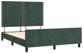 Cadru de pat cu tablie, verde inchis, 140x190 cm, catifea Verde inchis, 140 x 190 cm, Culoare unica si cuie de tapiterie