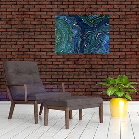 Tablou pe sticlă - Marmură verde- albastru (70x50 cm)
