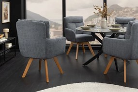 Set de 2 scaune pivotante picioare din lemn Big George gri chenille