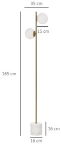 Lampa de podea cu 2 abajururi, structura metalica si comutator cu pedala 35x35x165 cm, aurie HOMCOM | Aosom RO