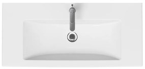 Set dulap baie suspendat 2 sertare lavoar inclus, 100 cm, riflaje 3D negru mat, MDF, Cersanit Tirso 1000x450 mm, Negru mat