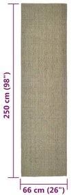 Covor din sisal natural, gri taupe, 66x250 cm Gri taupe, 66 x 250 cm