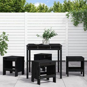3157713 vidaXL Set de masă pentru grădină, 5 piese, negru, lemn masiv de pin
