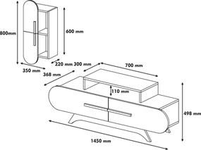 Comoda TV cu dulap Rose S, Hommy Craft, galben/maro