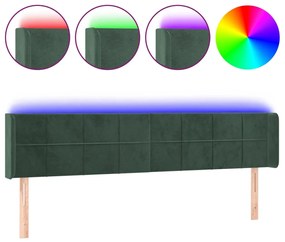 3123299 vidaXL Tăblie de pat cu LED, verde închis, 183x16x78/88 cm, catifea