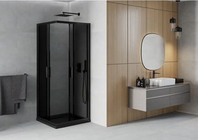 Mexen Rio cabină de duș pătrată 80 x 80 cm, grafit, neagră + cadă Flat, neagră - 860-080-080-70-40-4070B