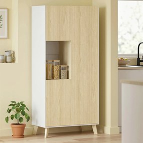 HOMCOM Dulap de bucătărie 170 cm, dulap modern cu compartiment deschis, polițe reglabile, aspect lemn natural | Aosom Romania