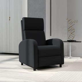 HOMCOM Fotoliu Relax Rabatabil Manual 160° cu Suport pentru Picioare, Fotoliu Ergonomic Tapițat cu Aspect de In pentru Dormitor, Birou, Living și Sufragerie, Negru | Aosom Romania