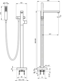 Blur Baterie pentru cadă, de sine stătător, cu set de duș BQL_D17M