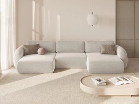 Coltar panoramic extensibil 5 locuri, Tonale, Cosmopolitan Design, 362x149x88 cm, tesatura chenille, bej deschis