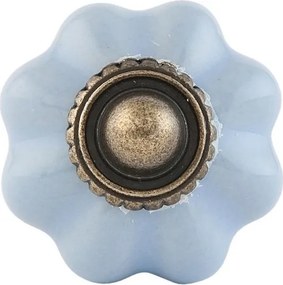 Buton rotund din ceramică bleu Ø3 cm, „Léonie”