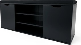 Dulap pentru pantofi cu loc de șezut PORTA, 103 x 30 x 46 cm, negru