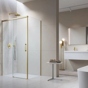Usa de nisa culisanta Radaway Idea KDJ 130 cm sticla 6 mm auriu periat-transparent deschidere stanga