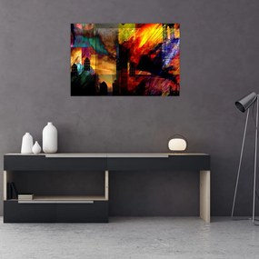Tablou - Oraș colorat, abstracție (90x60 cm)