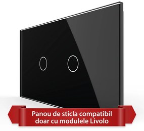 Panou Intrerupator Simplu + Simplu cu Touch LIVOLO din Sticla, Standard Italian – 4M