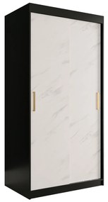 Dulap de haine 100 cm Marbelo T (mat negru + marmură albă). 1064534