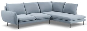 Coltar Vienna 6 locuri velvet picioare negre L275 cm