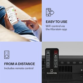 Klarstein Studio Light & Fire 1 Smart, Șemineu, 1000 / 2000 W, MDF, WiFi Control