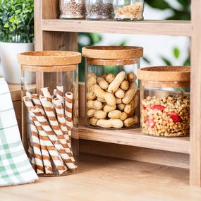 Doză de sticlă pentru alimente cu capac 4Home Cork , 850 ml, 850 ml
