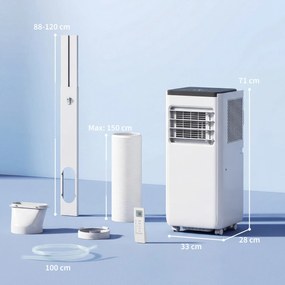 HOMCOM Aparat de aer condiționat portabil 10.000 BTU 4 în 1 - răcire, dezumidificator, ventilator cu WiFi pentru 30 m² Alb | Aosom Romania