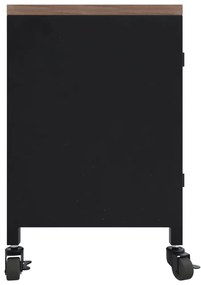 Comoda TV, negru, 110x30x43 cm, fier si lemn masiv de brad