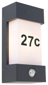 Aplică de perete pentru exterior gri închis IP44 cu senzor de mișcare - Tide