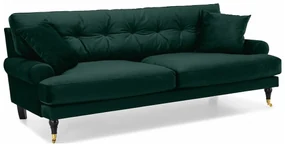 Canapea Seattle E134Numărul de locuri: 3, Verde, 222x100x87cm, Tapiterie, Picioare: Lemn, Role
