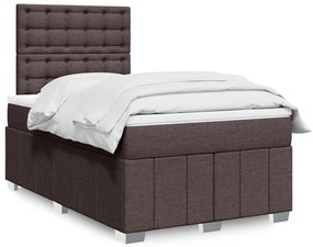 vidaXL Pat box spring cu saltea, maro închis, 120x190 cm, textil